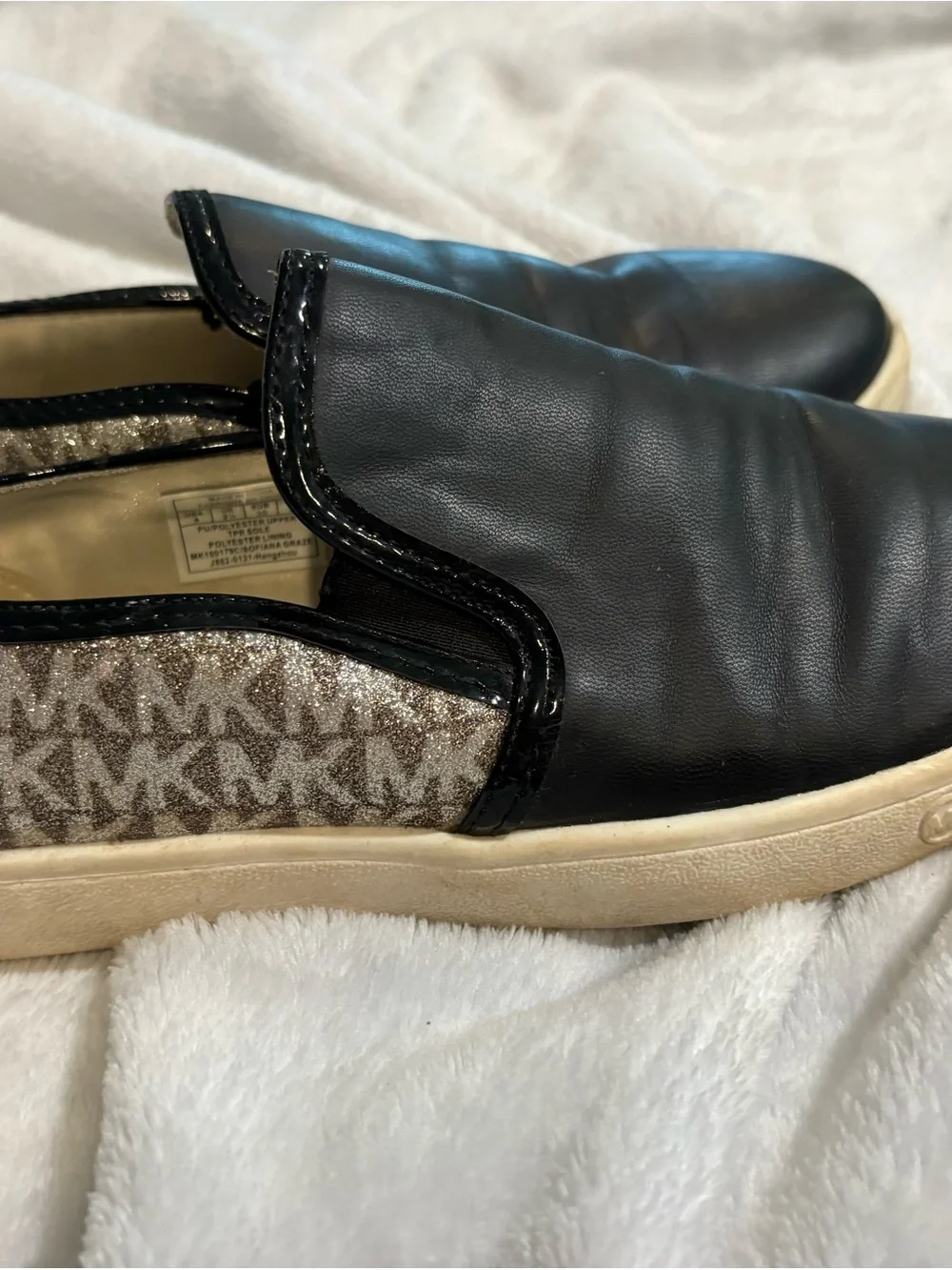 Michael Kors Black Slip-On Sneakers with Metallic MK Monogram